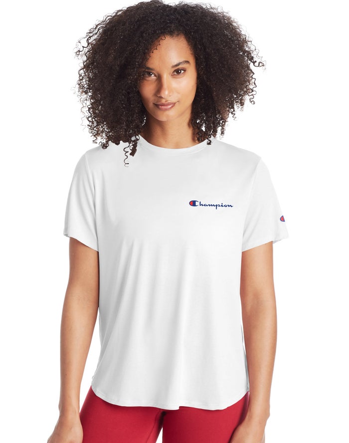 Champion Classic Script Logo T-Shirt Dames - Wit - Belgie 6318ZXORU